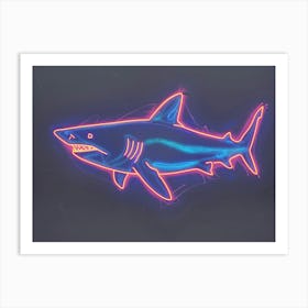 Neon Sign Inspired Shark 2 Art Print
