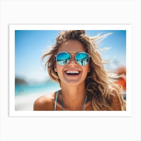 Smiling Woman On The Beach Art Print