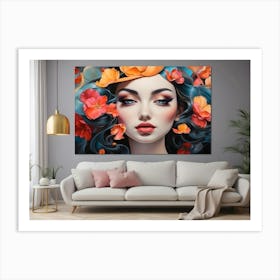 Girl With Flowers living room wall art Art Print