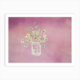 Watercolor Flowers In A Vase Art Print