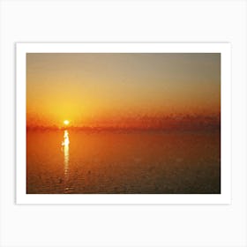 Orange Sunset, Sea, Oil Painting Art Print