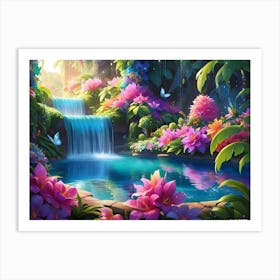 Waterfall In The Jungle 9 Art Print