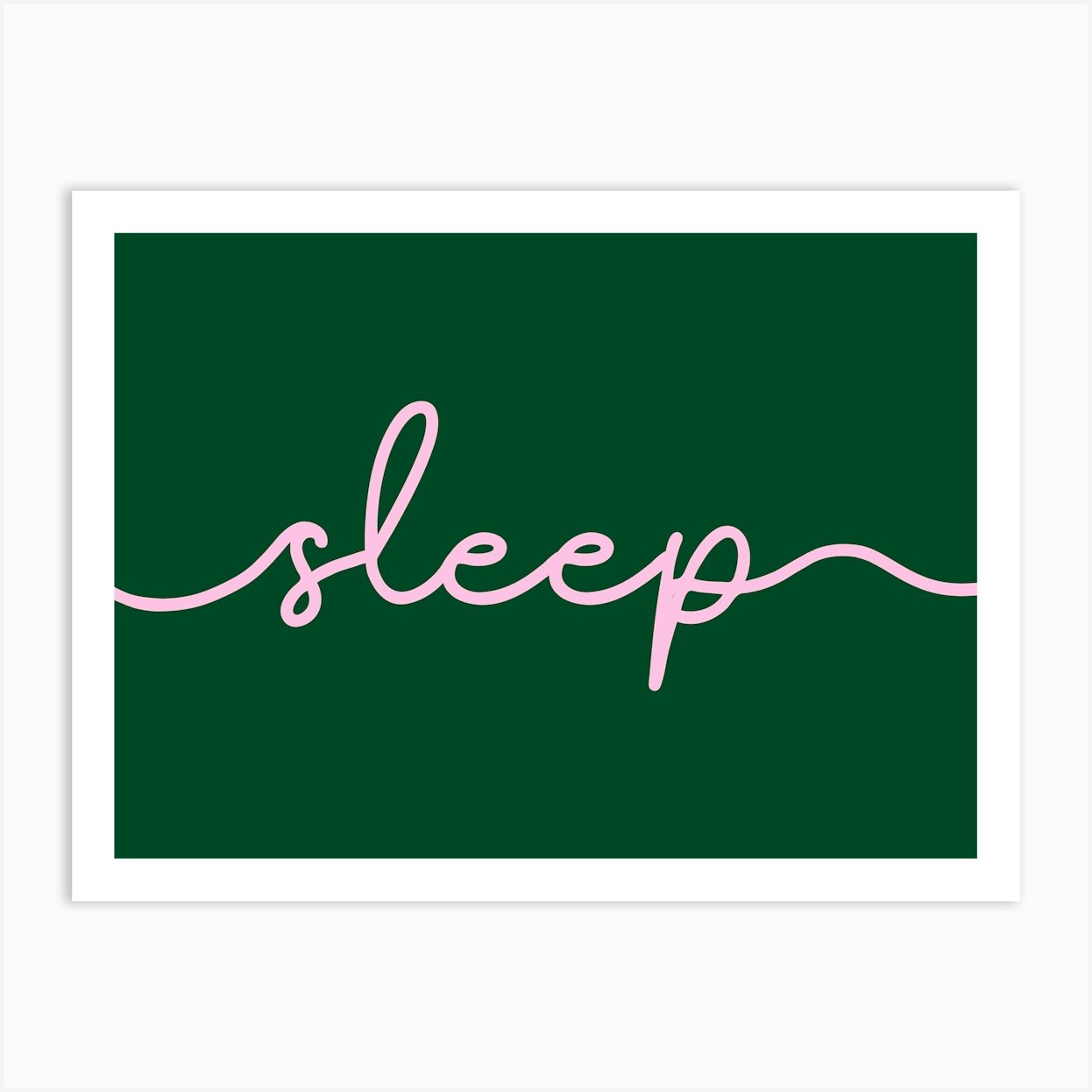 Sleep Bedroom Pink and Green Art Print by OneThreeSix