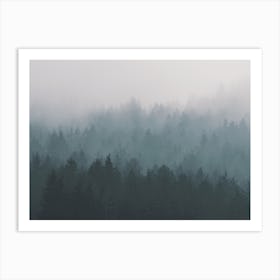 Foggy Blue Forest Art Print