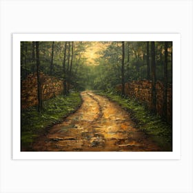 Dirt Road In The Forest Art Print