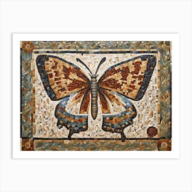 Roman Mosaic Butterfly VI Art Print