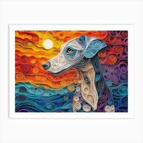 Greyhoun Paper Quilling Dog Portrait III Art Print