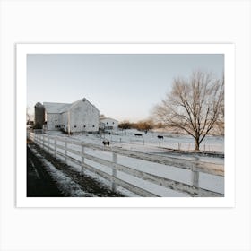 White Winter Barn Art Print