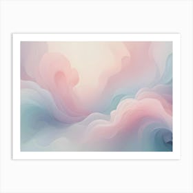 Abstract Background With Smooth, Flowing, Translucent Shapes In Shades Of Pale Pink, Blue, And Green Art Print