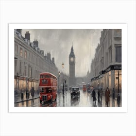 Vintage London On A Rainy Day travel postar wallart print Art Print