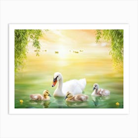 Swan Family 1 Art Print