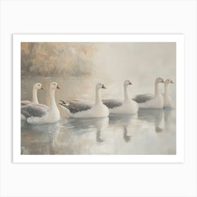 Geese In The Pond Art Print