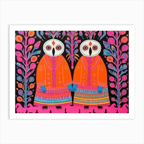 Meerkat 2 Folk Style Animal Illustration Art Print