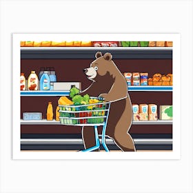 Bear In Grocery Store Art Print