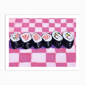 Sushi Selection Pink Checkerboard 2 Art Print