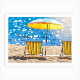 Beach Chairs On The Sand Art Print