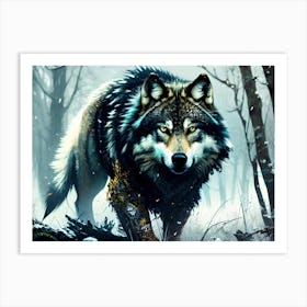 Wolf In The Woods 37 Art Print