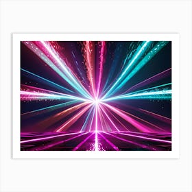 Neon Light Beams Art Print