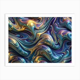 Abstract Background Of Swirling, Iridescent Liquid Art Print