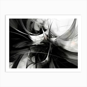 Quantum Entanglement Abstract Black And White 8 Art Print