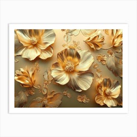 Gold Flowers 18 Art Print