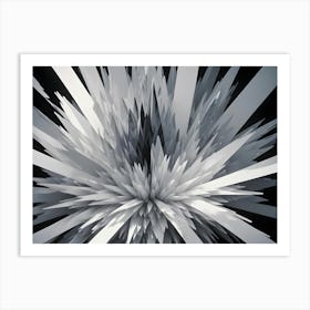 Abstract, 3d Rendering Of A Spiky, Geometric Shape In Shades Of White And Grey, Creating A Futuristic, Edgy, And Abstract Design Art Print