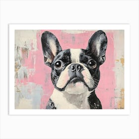 Minimal French Bulldog With Pink 4 Art Print