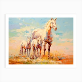 Horses Painting In Big Sky Montana, Usa, Landscape 4 Art Print