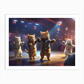 3leonardo Diffusion Xl Cats Dancing In A Space Club Digital Pai 3 Art Print