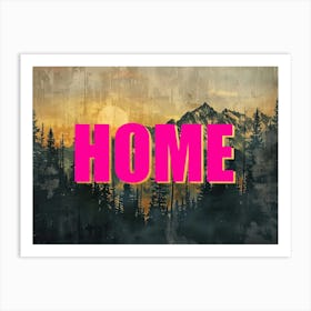 Pink And Gold Home Poster Vintage Landscape Illustration 7 Art Print