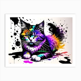 Colorful Cat Painting 7 Art Print