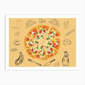 Pizza Drawing Art Print