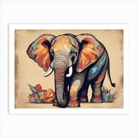 Playful Elephant, modern Elephant art, 1113 Art Print