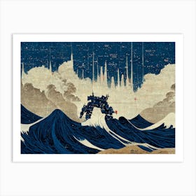 Transformer Robot Hokusai Anime Art Print