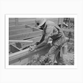 Untitled Photo, Possibly Related To Barn Erection, Nailing Together Precut Girders In Barn Floor System, Southeast Missouri Art Print