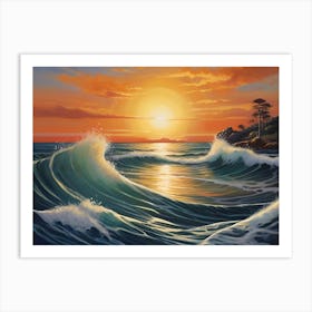 Sunset Over The Ocean Art Print