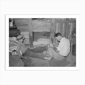 Resident Of Mays Avenue Camp, Oklahoma City, Oklahoma, Taking Piece Of Glass Out Of Boy S Foot Art Print