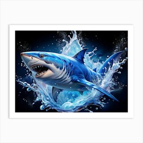 Great White Shark Leaping Out Of Water Art Print