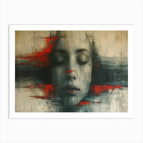 Temporal Resonances: A Conceptual Art Collection. Woman'S Face 3 Art Print