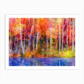 Autumn Trees By The Lake Art Print