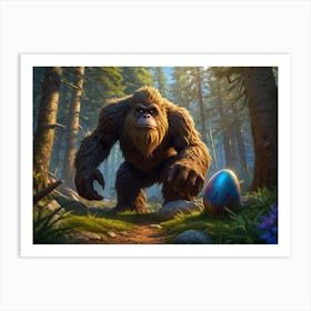 Bigfoot In The Woods 2 Art Print