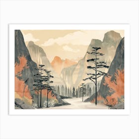 Retro Mountains 4 Art Print