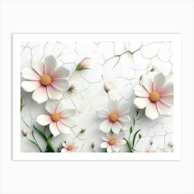 3d Cracked Flowers 2 Art Print