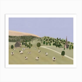 Sheep On A Farm Art Print