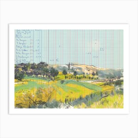 Borders Landscape On Ledger Paper Art Print