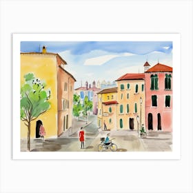 Modena Italy Cute Watercolour Illustration 4 Art Print