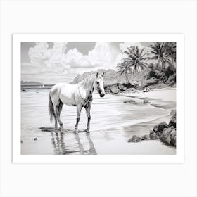A Horse Oil Painting In Anse Source D Argent, Seychelles, Landscape 4 Art Print
