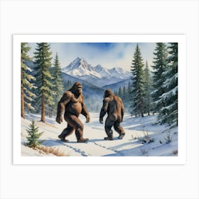 Bigfoot Guardian of the Winter Wilds Art Print