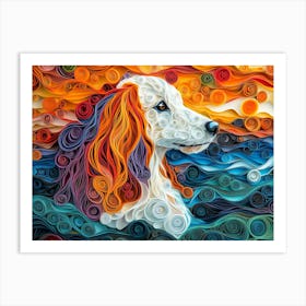 Afghan Hound Paper Quilling Dog Portrait II Art Print