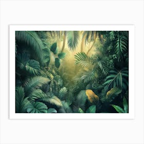 3d Tropical Jungle Wallpaper Art Print